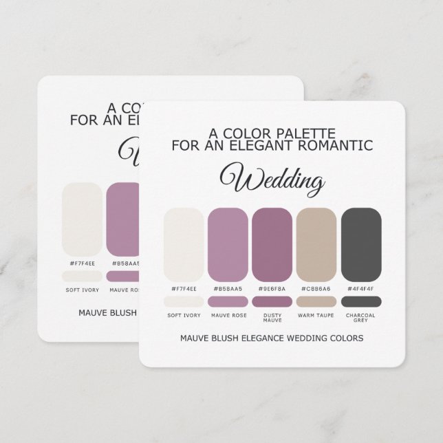 Mauve Blush Wedding Colour Palette Card (Front/Back)