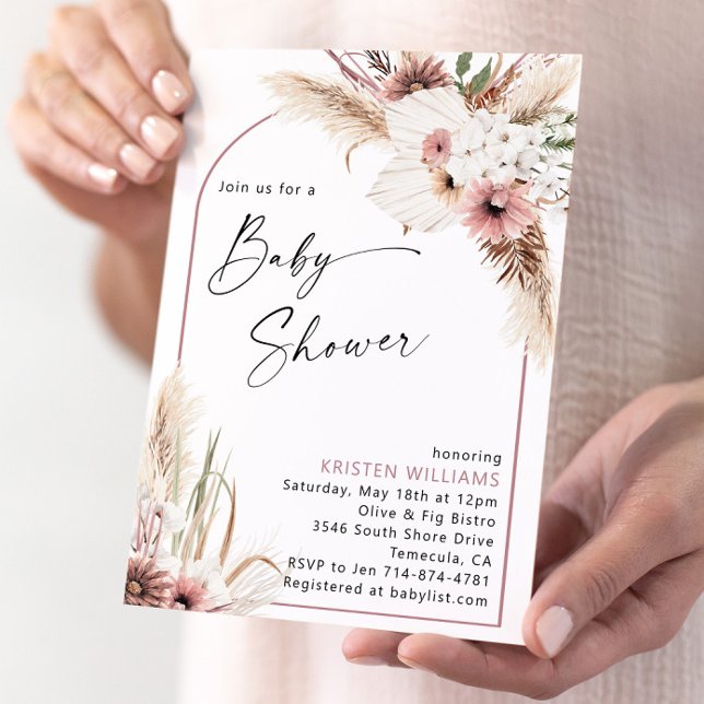 Mauve Boho Floral Baby Shower Invitation (Creator Uploaded)