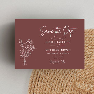 Mauve Boho Minimalist Botanicals Photo Wedding Save The Date