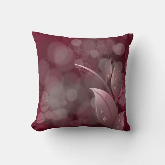Mauve Bokeh Leaves American MoJo Throw Pillow (Front)