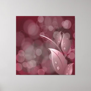 Mauve Bokeh Leaves Wrapped Canvas