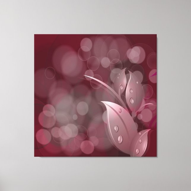 Mauve Bokeh Leaves Wrapped Canvas (Front)