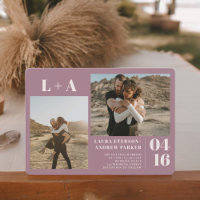 Mauve bold  minimalist initials 2 photos wedding