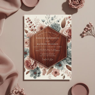 Mauve Botanical Romance Wedding Invitation