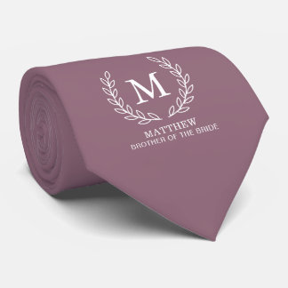 Mauve Brother of the Bride Wedding Monogram Tie