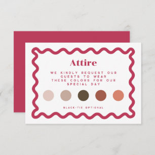 Mauve, Brunt Orane & Bronze Rose Dress Code Card