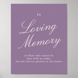 Mauve Calligraphy Wedding Loving Memory Sign