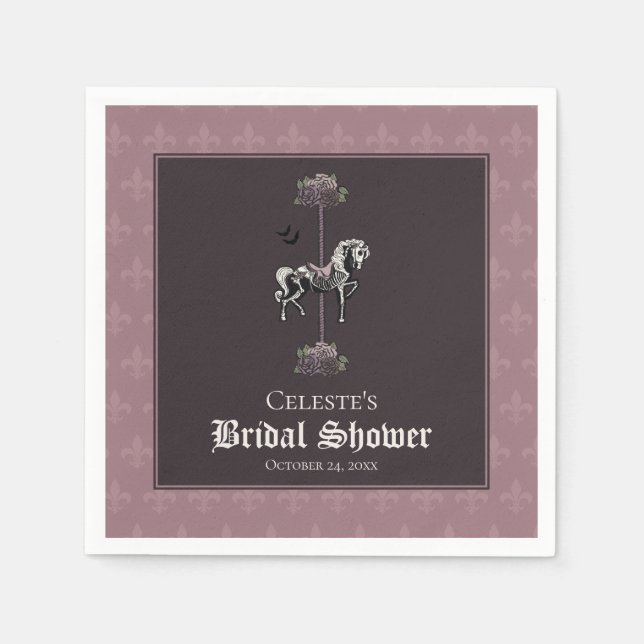 Mauve Carousel Skeleton Horse Napkin (Front)