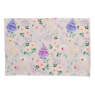 Mauve Chalk Watercolor Floral Pillowcase
