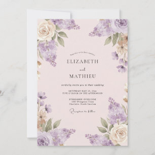 Mauve Champagne Painted Wedding Invitation