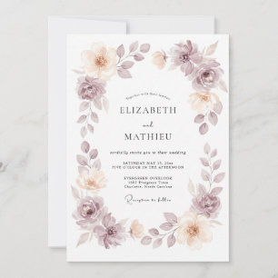 Mauve Champagne Wreath Wedding Invitation
