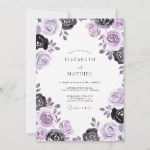 Mauve Charcoal Bloom Wedding Invitation