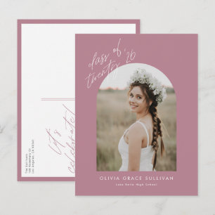 Mauve Class of 2026 Arch Photo Graduation Invitation Postcard