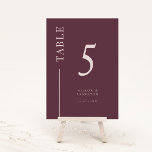 Mauve Clean Line Wedding Table Number<br><div class="desc">Simple and modern wedding table number featuring a line on the side. The colour is in mauve.</div>