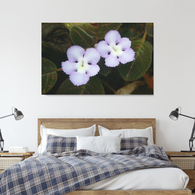 Mauve Coloured Tropical Wildflower Canvas Print (Insitu(Bedroom))