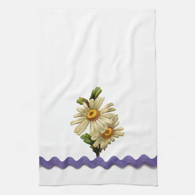Mauve Daisy Kitchen Towel (Vertical)