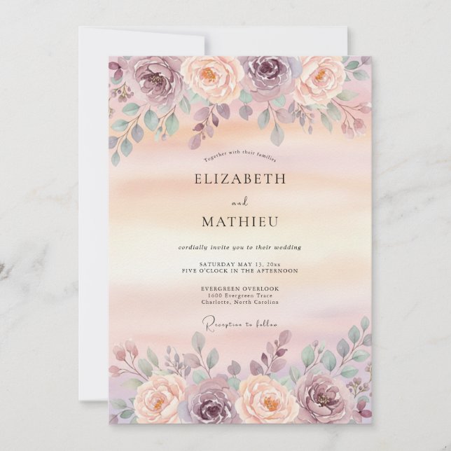 Mauve Delicate Spring Wedding Invitation (Front)