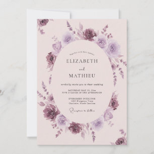 Mauve Delicate Watercolor Wedding Invitation