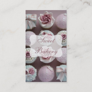 Mauve Designer Cupcake Bakery Business Card