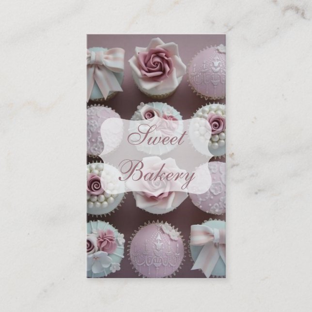 Mauve Designer Cupcake Bakery Business Card (Front)