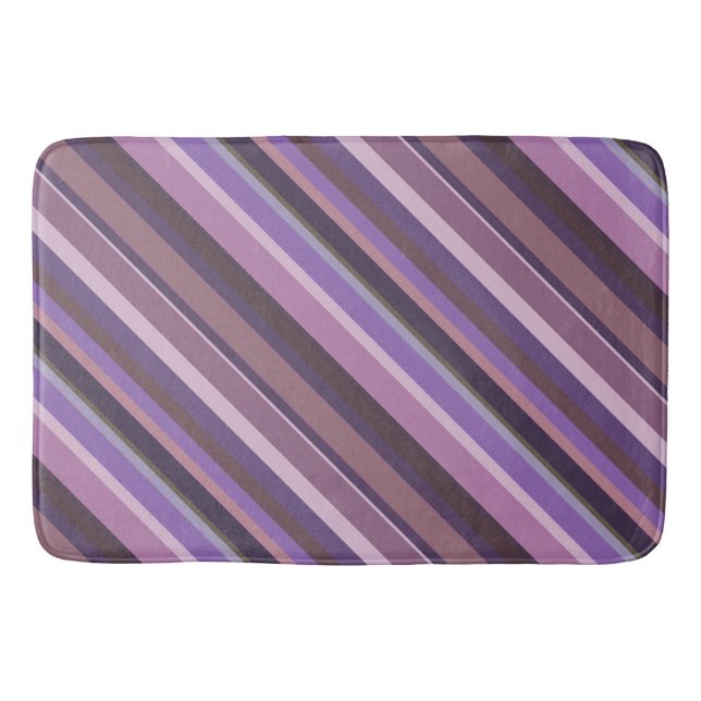 Mauve diagonal stripes bath mat (Front)