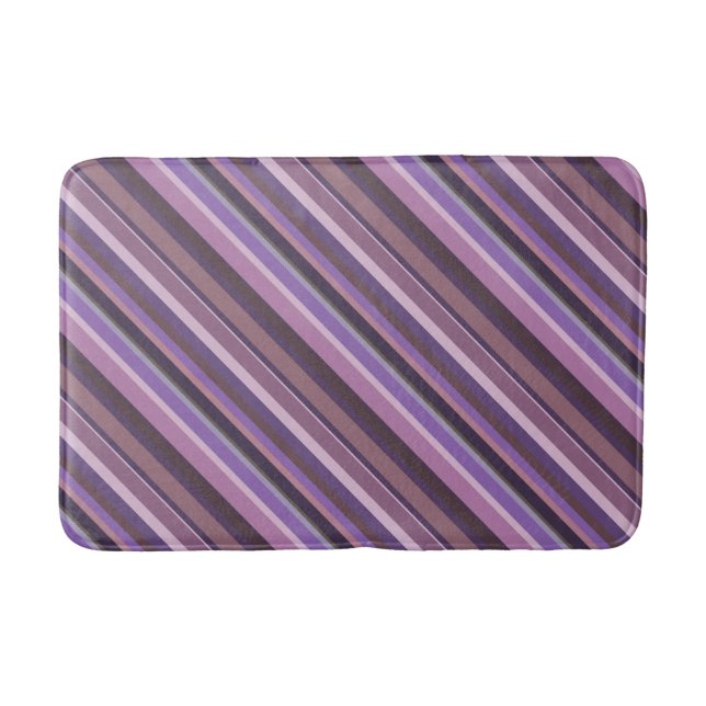 Mauve diagonal stripes bath mat (Front)