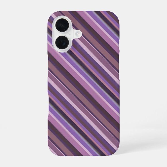 Mauve diagonal stripes iPhone 16 case (Back)
