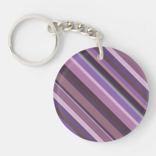 Mauve diagonal stripes keychain
