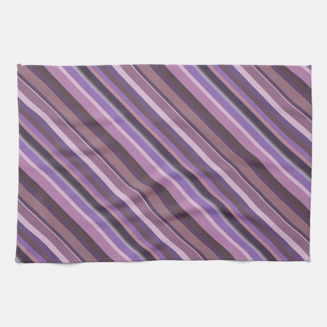 Mauve diagonal stripes kitchen towel (Horizontal)