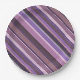 Mauve diagonal stripes paper plate