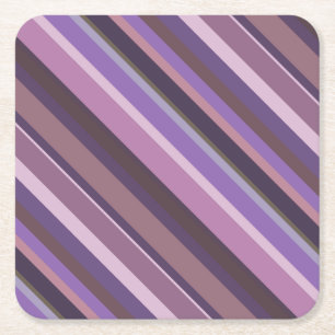 Mauve diagonal stripes square paper coaster