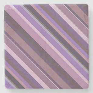 Mauve diagonal stripes stone coaster