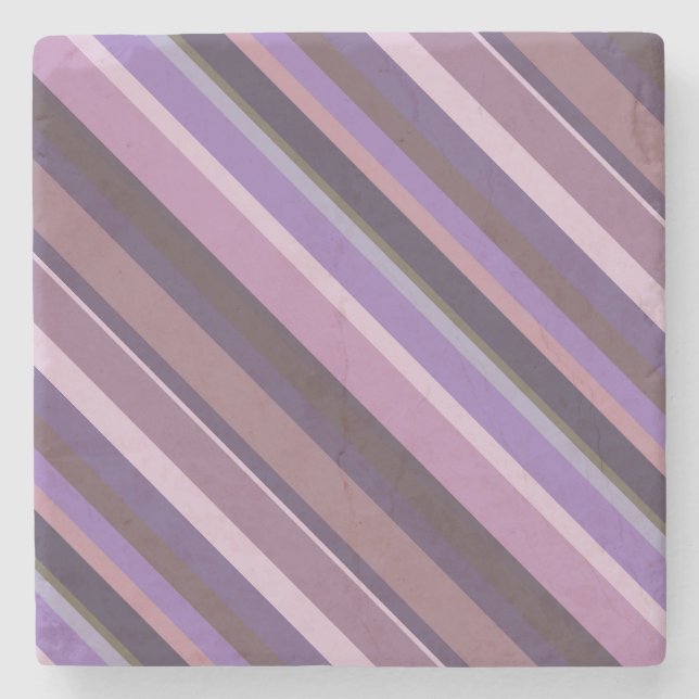 Mauve diagonal stripes stone coaster (Front)