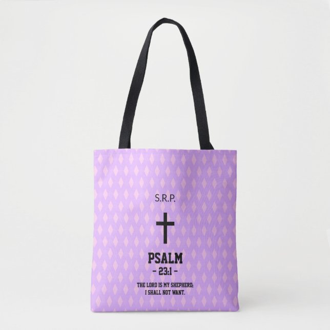 Mauve Diamonds Pattern Bible Verse Christian Tote Bag (Front)
