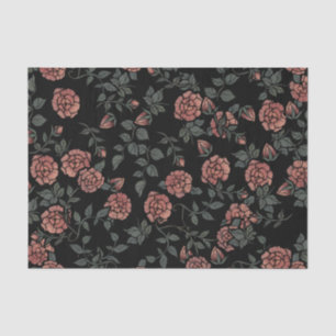 Mauve Dusty Floral Pattern Flowers Tissue Paper