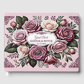 Mauve & Dusty Rose Blooms Moody Floral Wedding  Guest Book