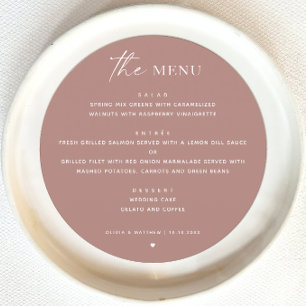 Mauve Dusty Rose Fall Wedding   Minimalist Round Menu