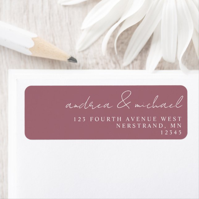 Mauve / Dusty Rose Wedding Return Address Label (Insitu)