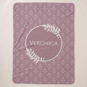Mauve Elegant Damask Couverture Sherpa personnalis