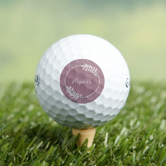 Mauve Elegant Damask Personalized Golf Balls (Insitu Tee)