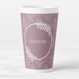 Mauve Elegant Damask Personalized Latte Mug