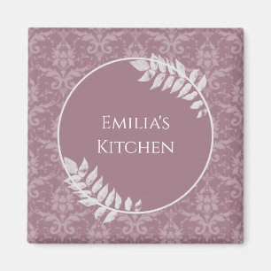 Mauve Elegant Damask Personalized Magnet