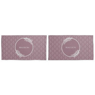 Mauve Elegant Damask Personalized Pillow Case