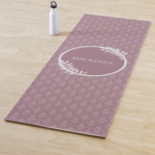 Mauve Elegant Damask Personalized Yoga Mat (In Situ)