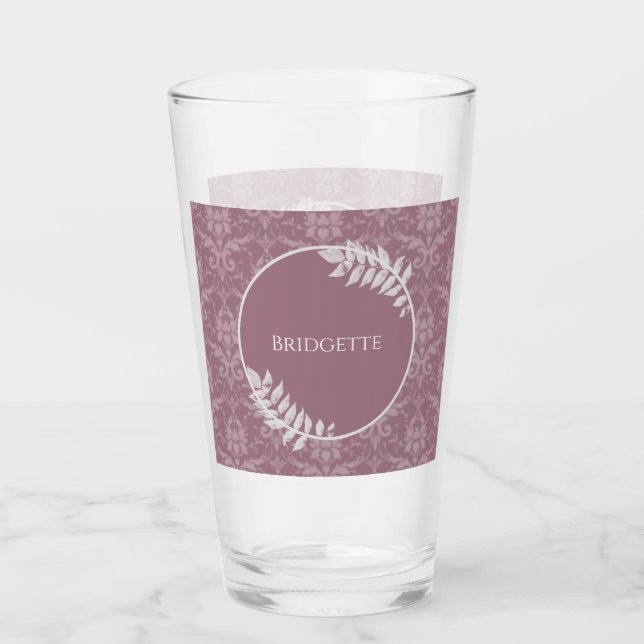 Mauve Elegant Damask Verre Personnalisé (Devant)