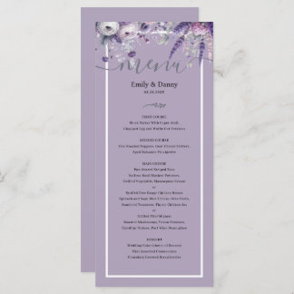 Mauve Elegant Lavender Botanical Wedding Menu