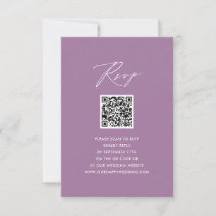 Mauve Elegant Script Minimalist QR Wedding RSVP
