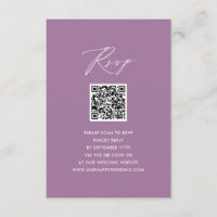 Mauve Elegant Script Minimalist QR Wedding RSVP