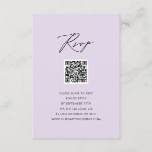 Mauve Elegant Script Minimalist QR Wedding RSVP Enclosure Card