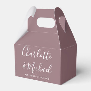 Mauve Elegant Signature Script Wedding Favor Box